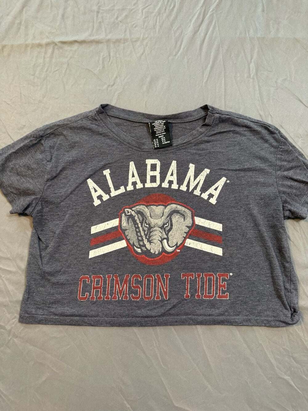 Alabama Crimson Tide Distressed Graphic Crop T-Shirt